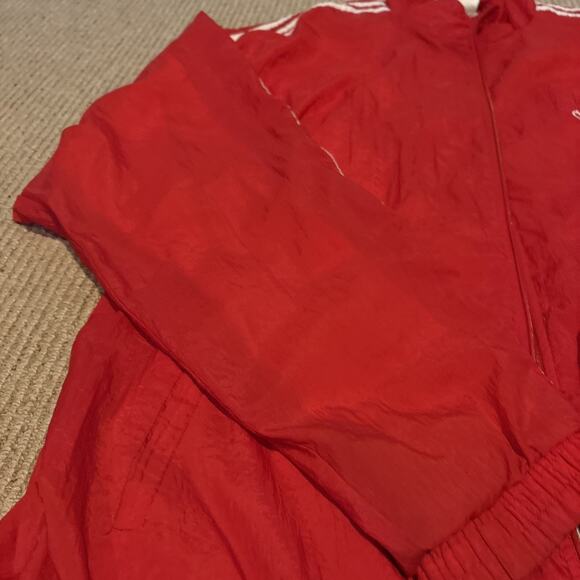 90s 80s Vintage Mens L ADIDAS ORIGINALS Nylon Red Running Track Jacket - Picture 5 of 16